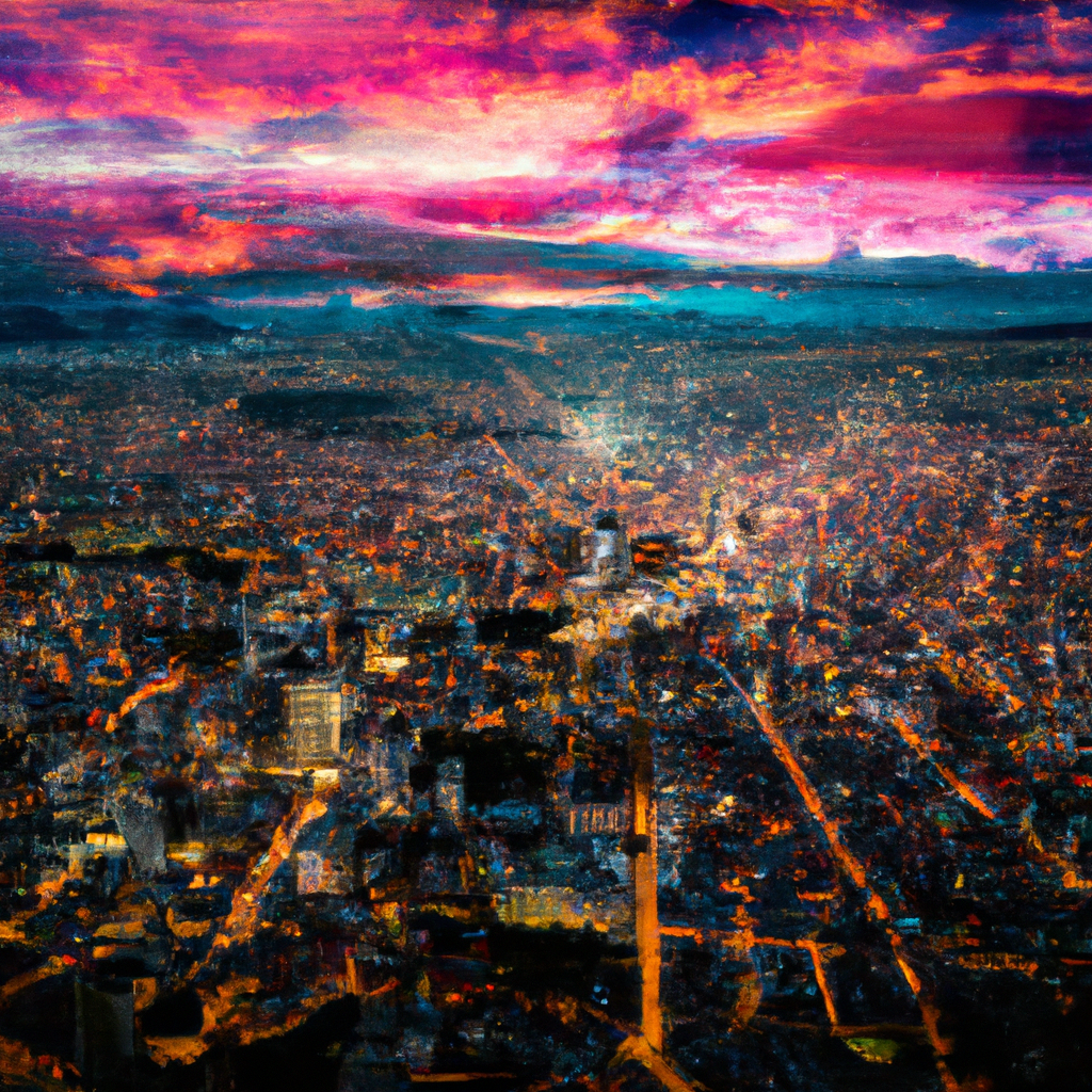 Ilustración abstracta de Colombia con el skyline de Bogotá